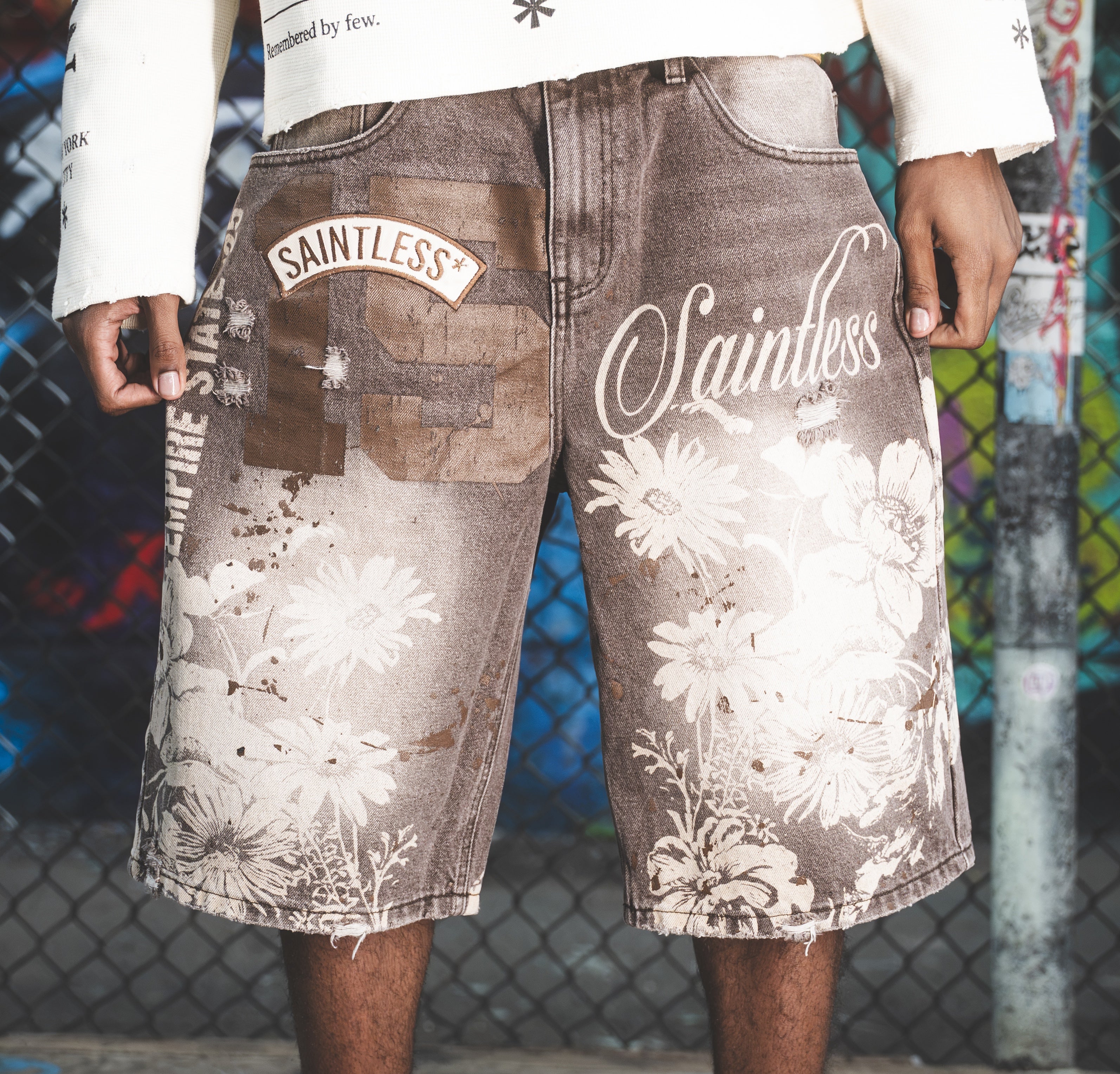 Brown Saintless Patch Jorts