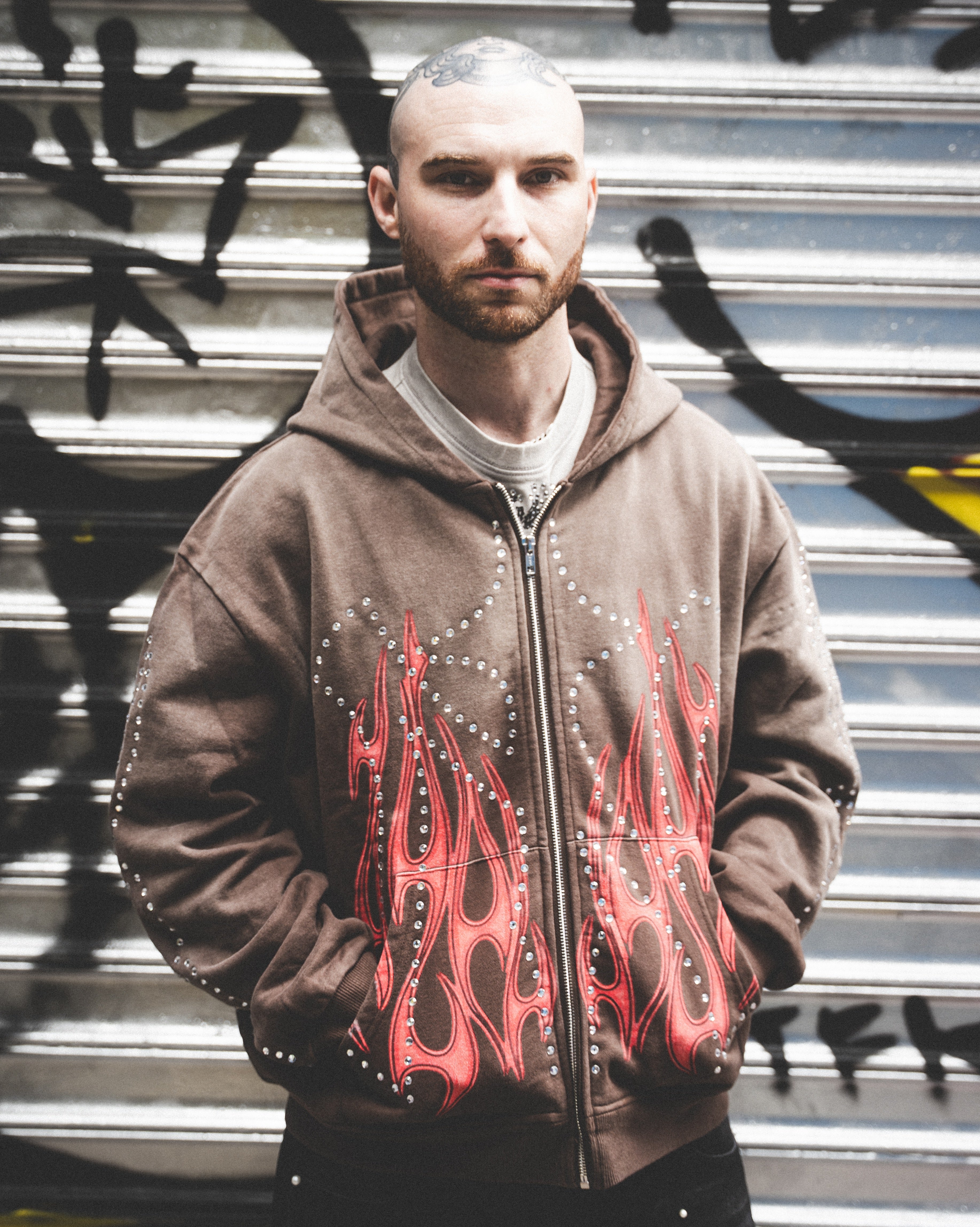 NY-Saintless Rhinestone Hoodie