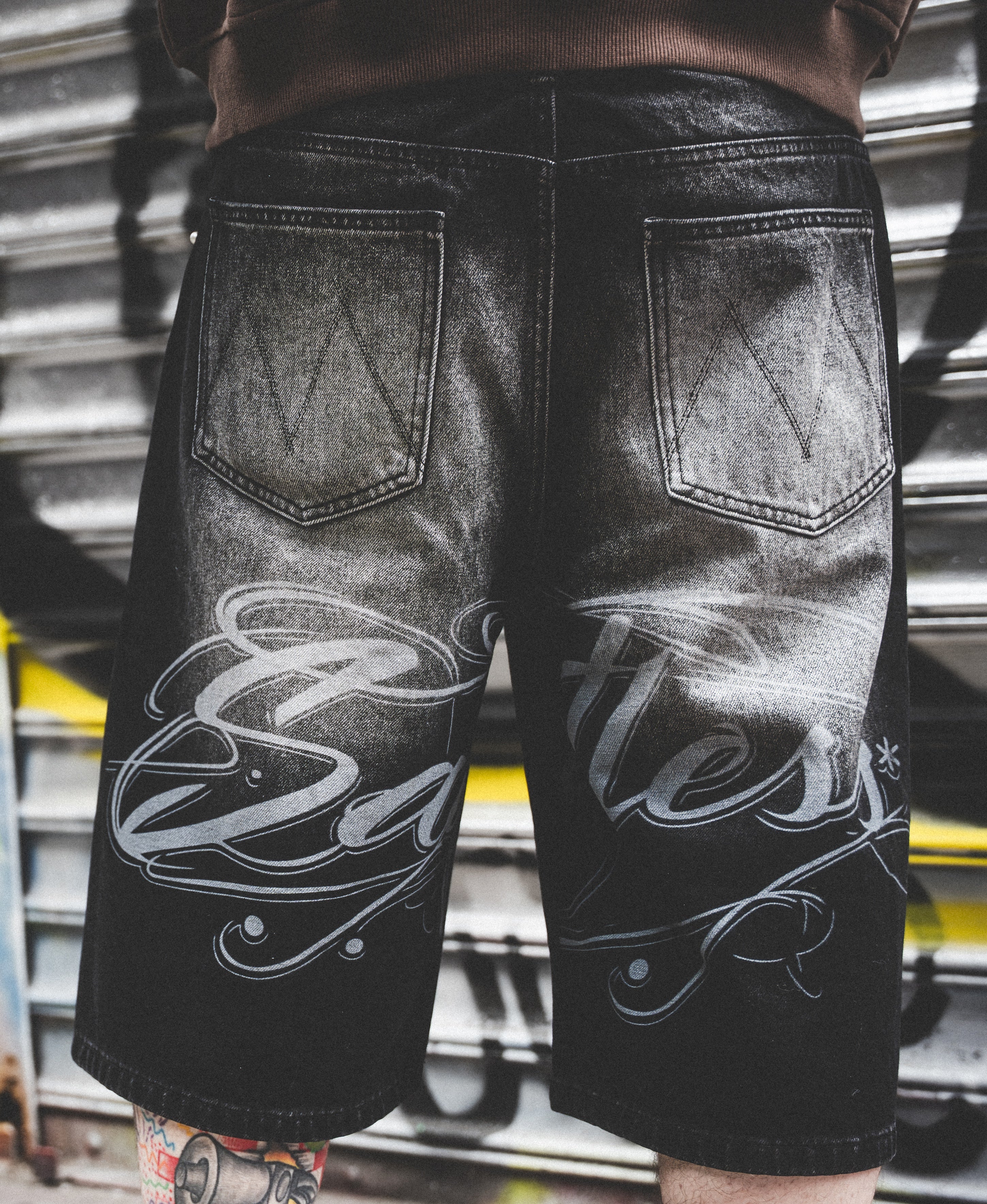 Black Saintless Rhinestone Jorts
