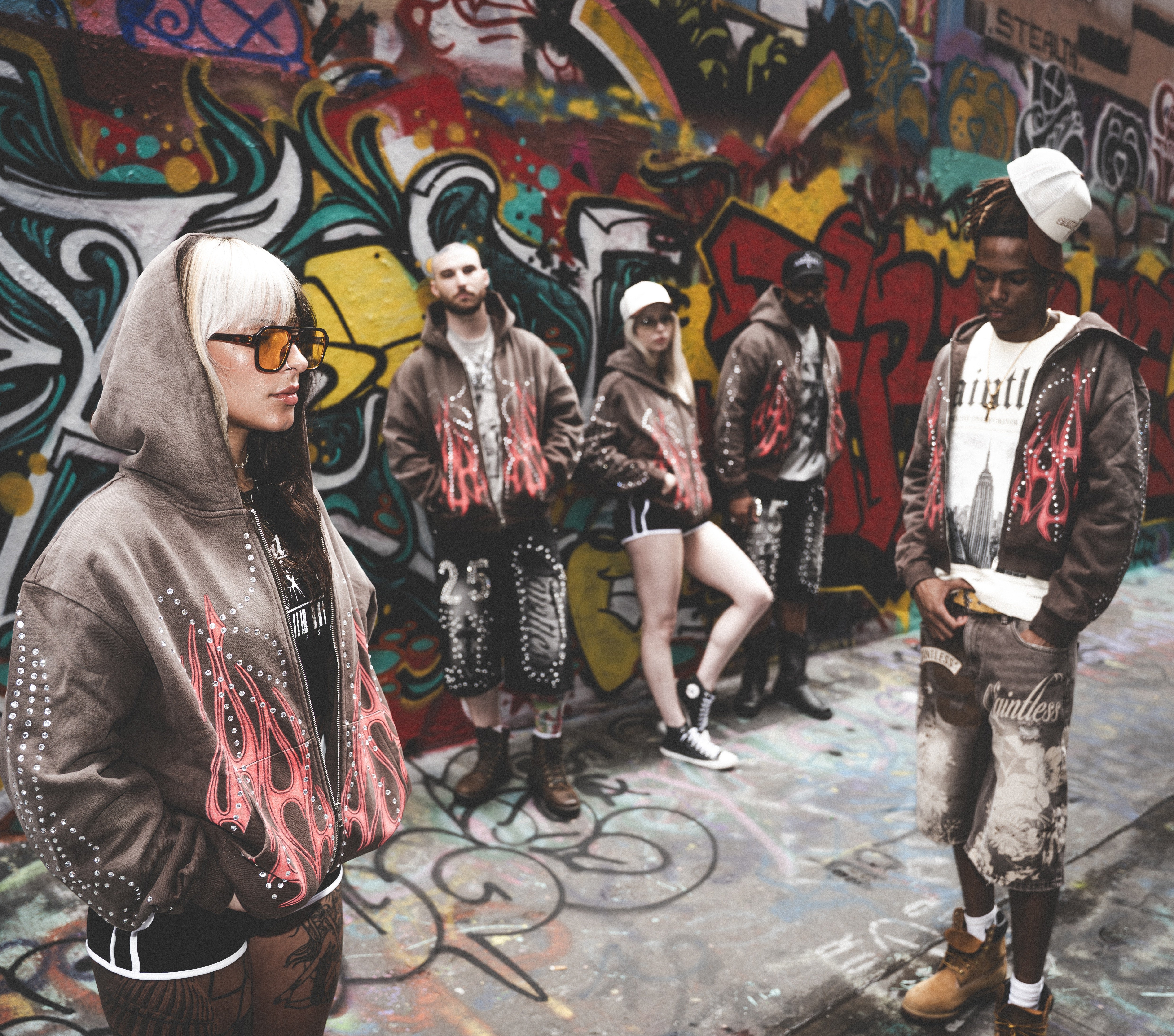 NY-Saintless Rhinestone Hoodie
