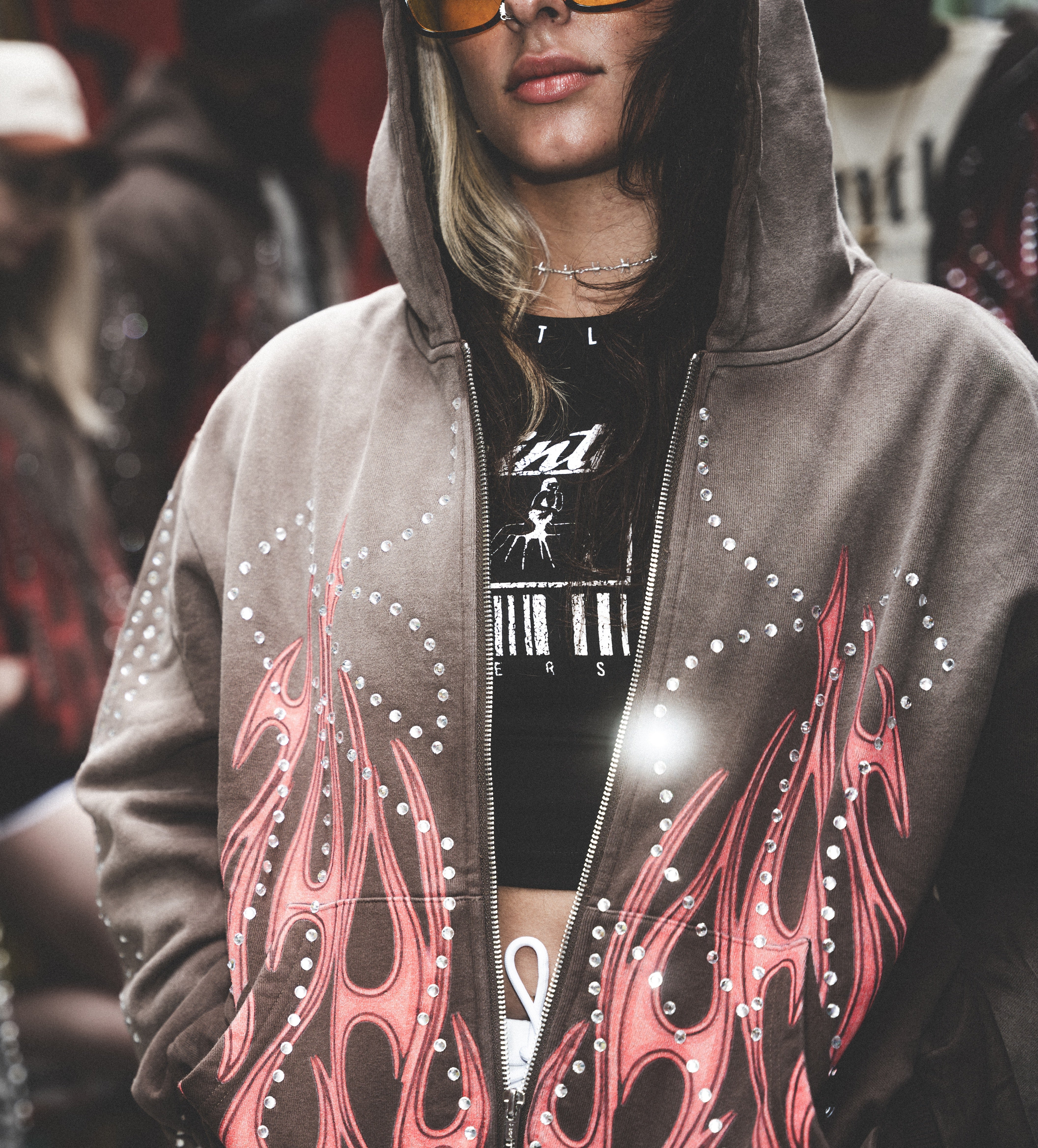 NY-Saintless Rhinestone Hoodie